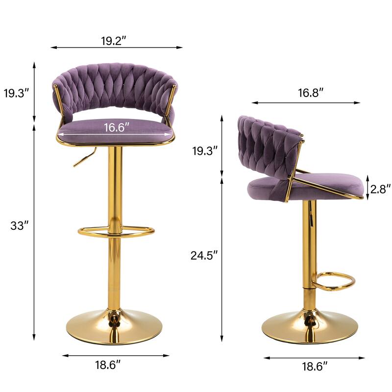 Modern Velvet Counter Bar Stools with Backs(Set of 4)