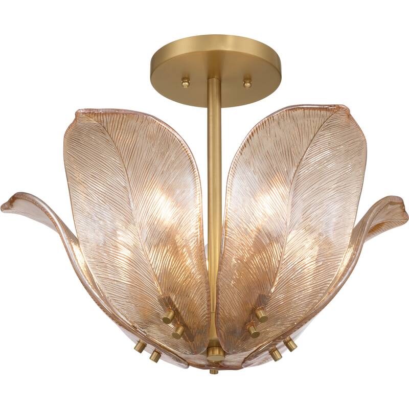 Metropolitan N2214 Orchid 5 Light 18" Wide Semi-Flush Bowl Ceiling - Legacy Brass / Amber