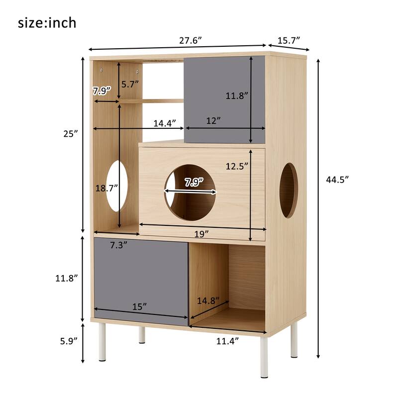 Furniture Style Modern Cat Bookcase Cat Tree Shelves with Storage