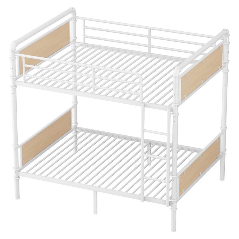 Twin XL Over Twin XL Bunk Beds , Industrial Heavy-Duty 2 in 1 Twin XL Bunk Bed with Ladder and Slats Support, High Guard Rail