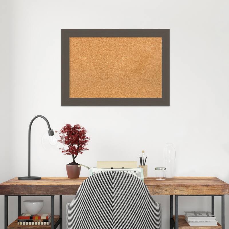 Brushed Framed Natural Corkboard Bulletin Board