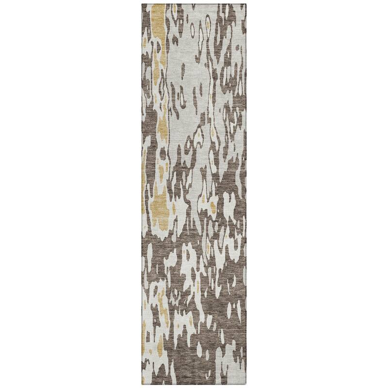 Machine Washable Indoor/ Outdoor Abstract Contemporary Chantille Rug