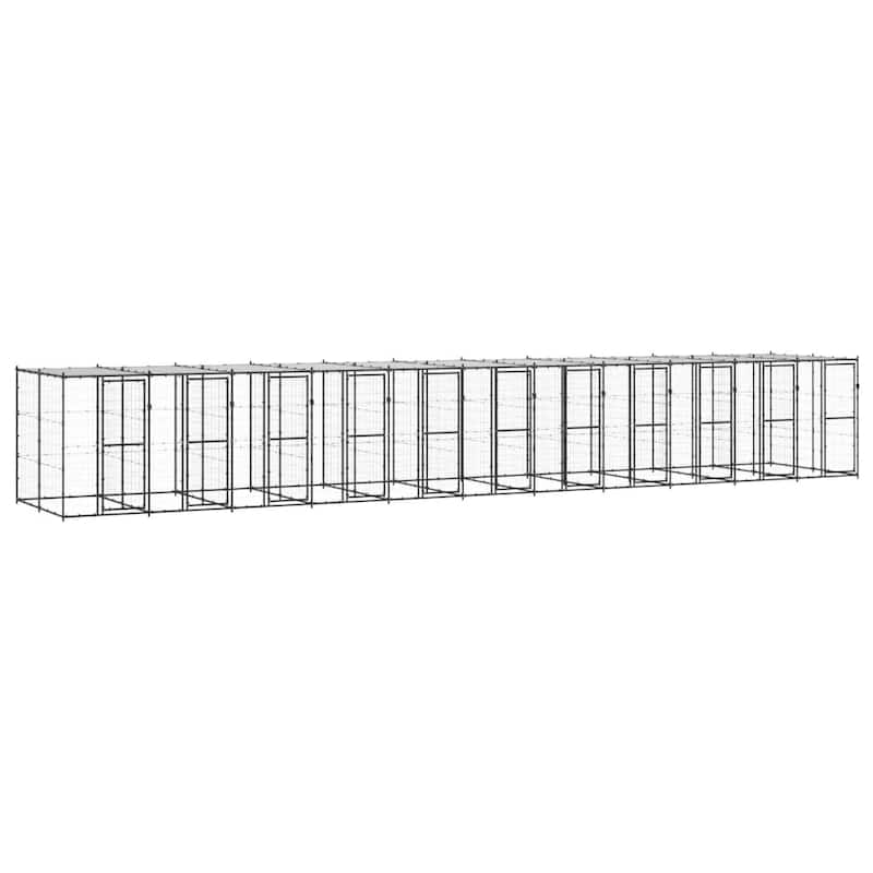 vidaXL Outdoor Dog Pen Pet Crate Kennel Cage Playpen House for Yard Steel