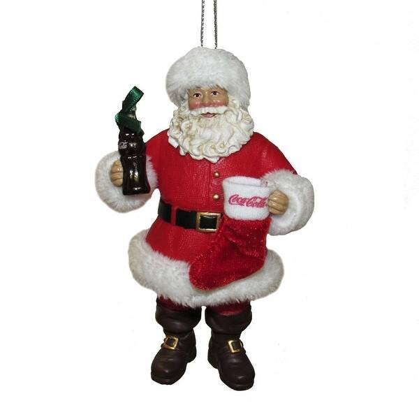 Shop Pack Of 6 Red And White Coca Cola Santa Claus With Stocking Christmas Ornaments 4 Overstock 22114639