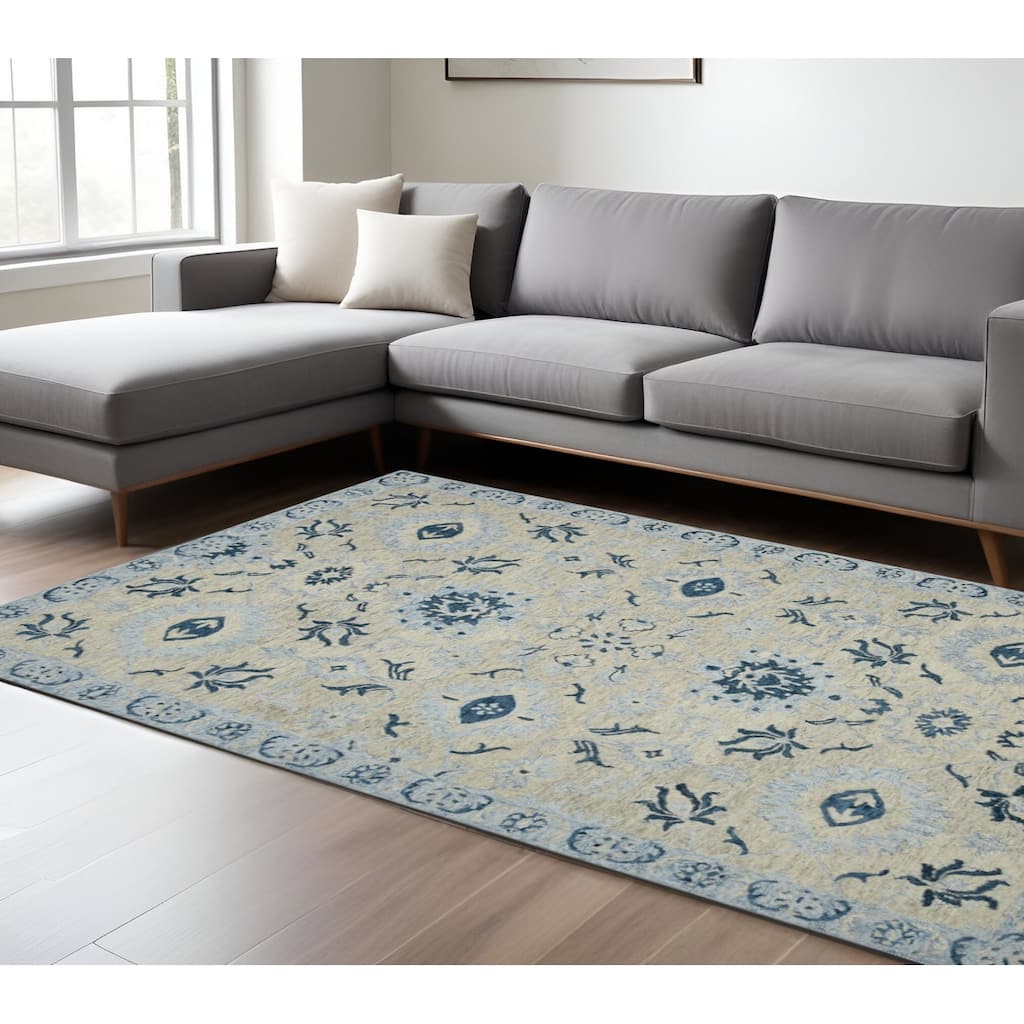 HomeRoots Floral Medallion Traditional Rectangle Area Rug