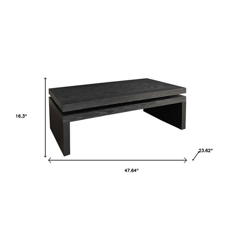 HomeRoots 48" Black Wood Floating Frame Coffee Table - 47.64 in. x 16.30 in. x 23.62 in.