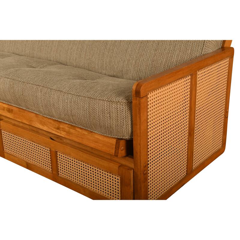 Somette Westport Full-size Futon Frame with Storage in Honey, Mattress Not Included