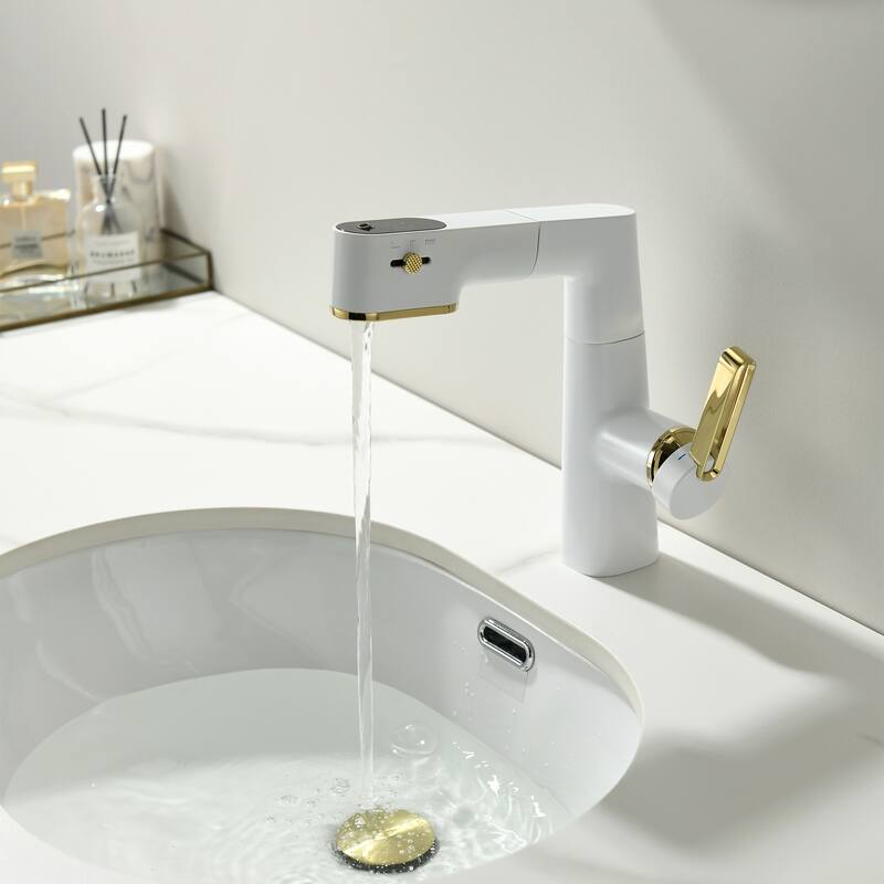 Bathroom Sink Faucet with 360° Swivel Sprayer And Digital Display, Basin Faucets