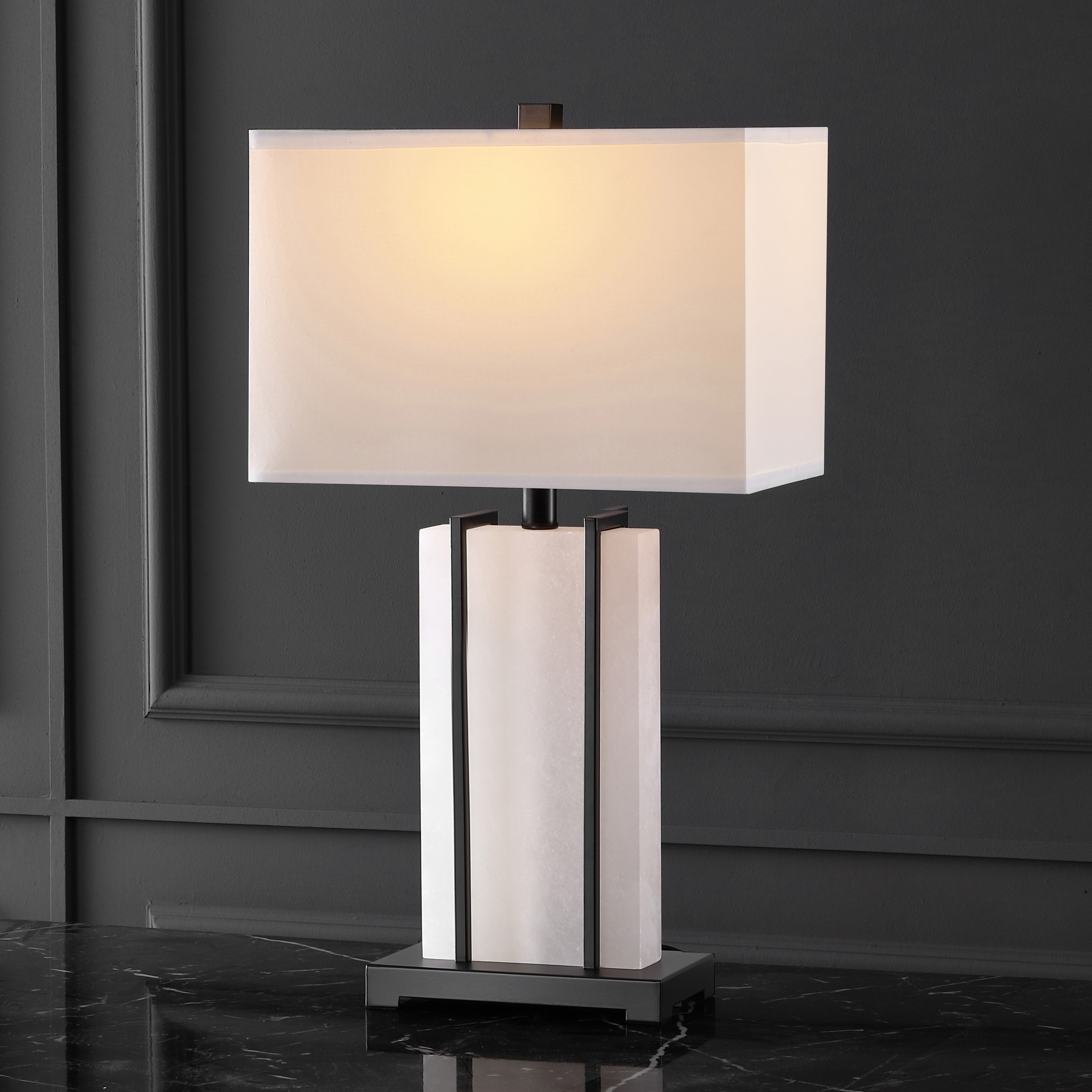 SAFAVIEH Couture Collection Fantasia 28" Alabaster Table Lamp - 15" W x 8" D x 28" H