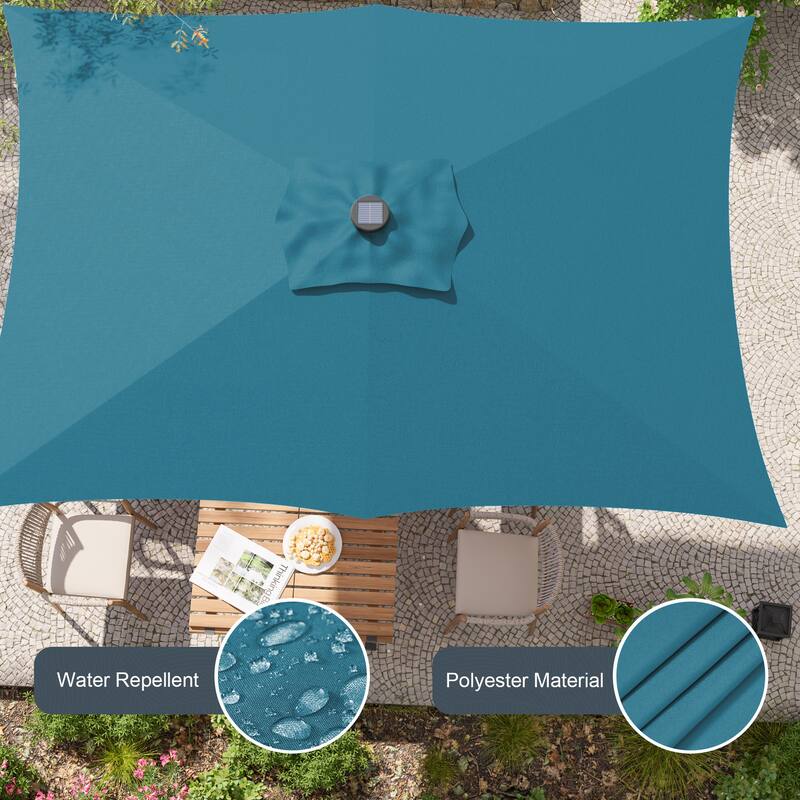 LIVOOSUN 6x9Ft LED Patio Umbrella Weather Resistant Table Umbrella