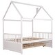 preview thumbnail 7 of 5, White Wooden House Bed with Trundle, 3 Storage Drawers, and Pull-Out Trundle