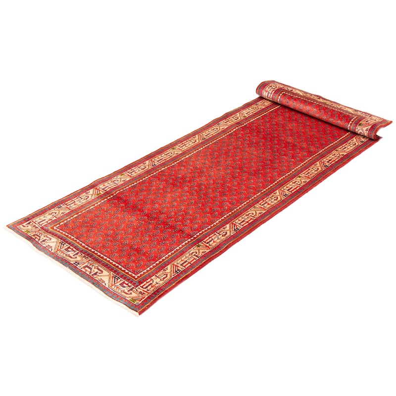 ECARPETGALLERY Hand-knotted Andelz Red Wool Rug - 3'5 x 9'10