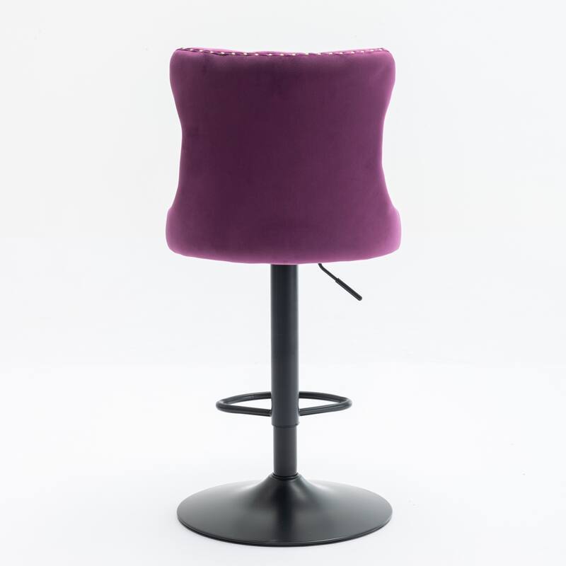 GDF Studio - Modern Upholstered Swivel Velvet Bar Stools with Adjustable Seat Height and Tufted Back (Set of 2)