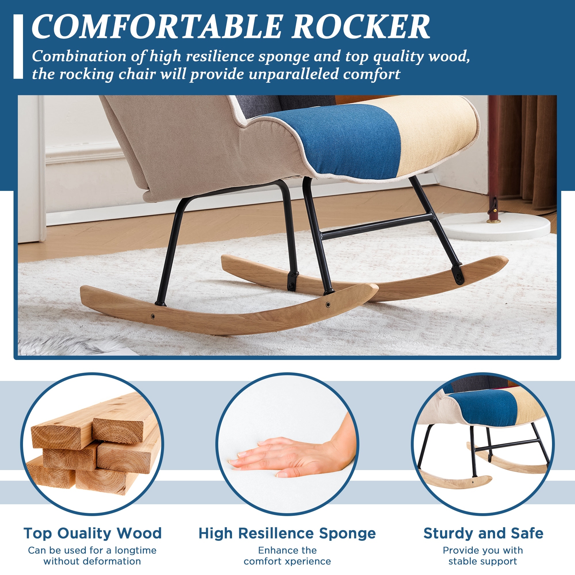 Rocking Chair Boho Design Nursery Glider Rocker