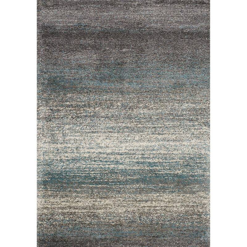 Miley Collection - Grey/Blue Distressed Stripes Rug