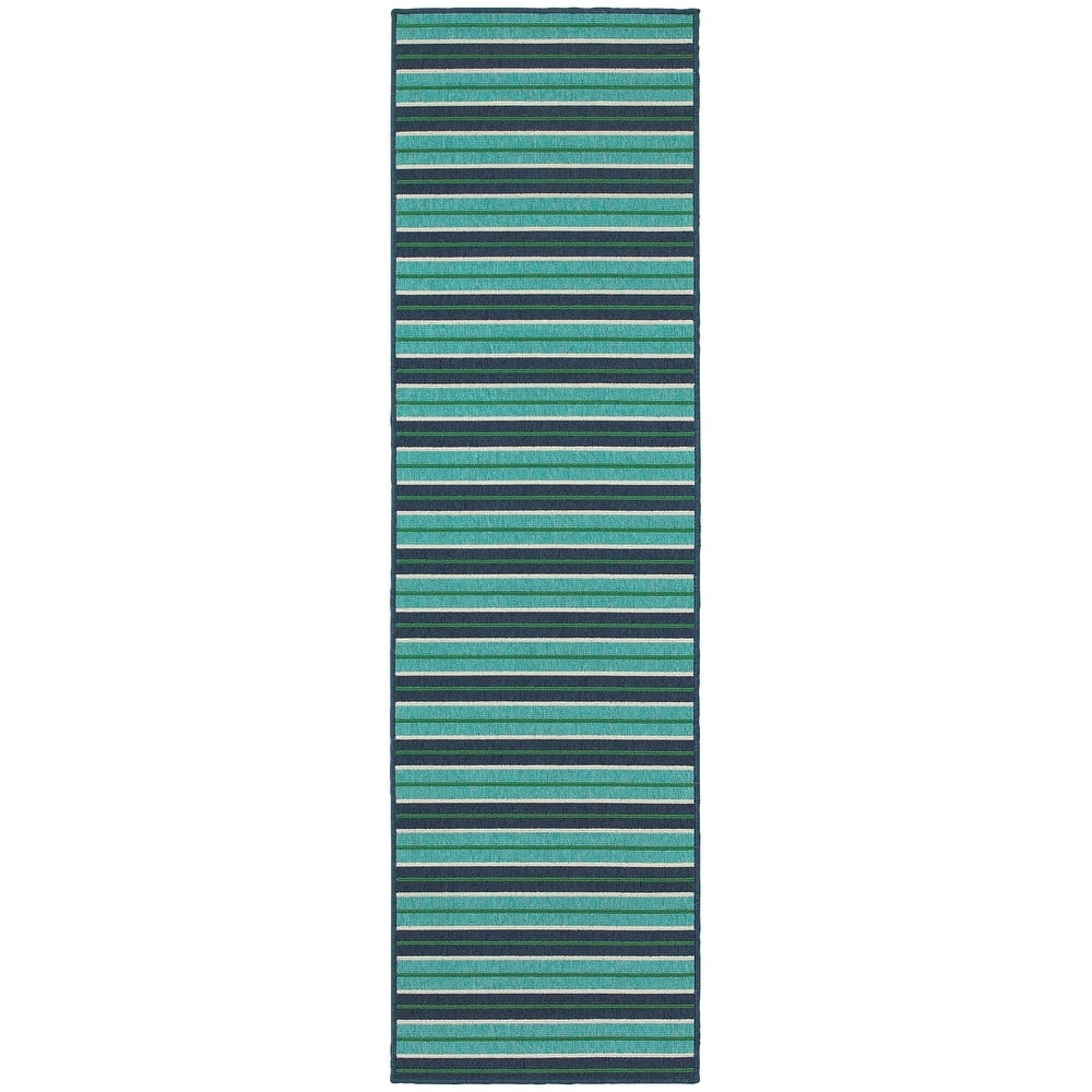 Style Haven Martinique Feeling the Blues Striped Indoor Outdoor Rug