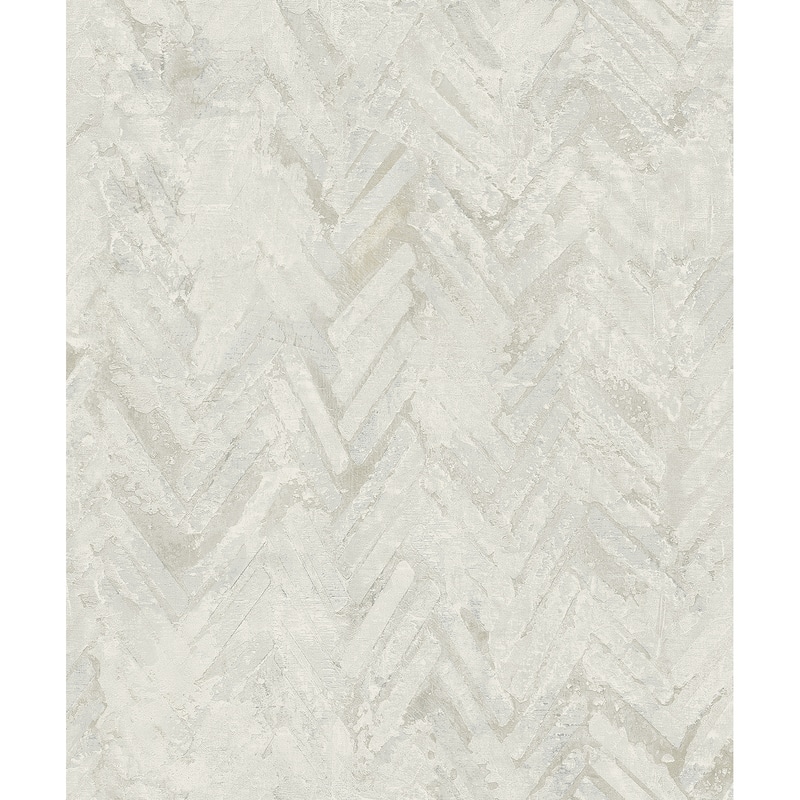 A-Street Prints Amesemi Off White Distressed Herringbone Wallpaper