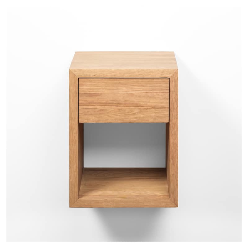 Artisan Oak Floating Nightstand with Modern Wall-Mounted Drawer