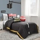 preview thumbnail 1 of 7, Lush Decor Highway Reversible Quilt Set Charcoal & Yellow - Full - Queen