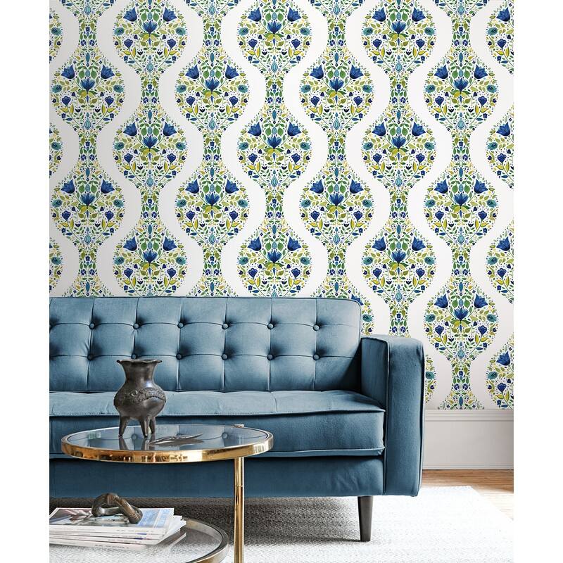 NextWall Floral Ogee Peel and Stick Wallpaper