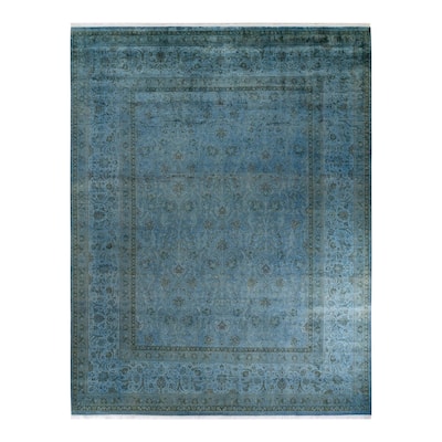 Overton Hand Knotted Wool Vintage Inspired Modern Contemporary Overdyed Gray Area Rug - 9' 2" x 11' 10"