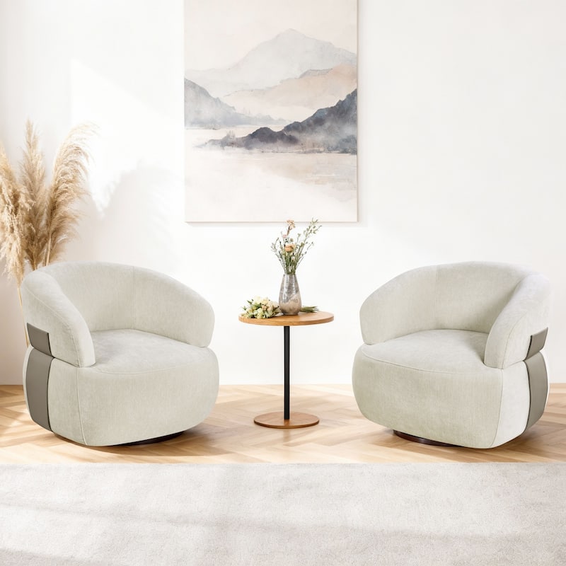 Kieon 33"W 360 Swivel Barrel Chair Modern Accent Chair Set of 2