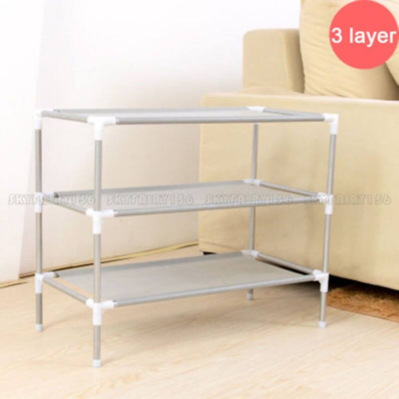 3/5/6/8/9/10-tier Extra-wide Metal/Non-woven Fabric Shoe Rack - 3-Tier-Grey