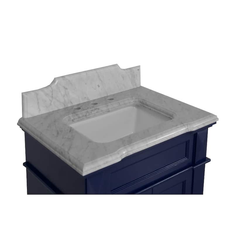 KitchenBathCollection Elizabeth 30" Bathroom Vanity with Carrara Marble Top