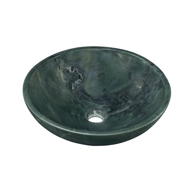 Roomfitters Round Marble Bathroom Vessel Sink, Natural Stone Countertop Wash Basin, Polished Bowl Vanity Sink