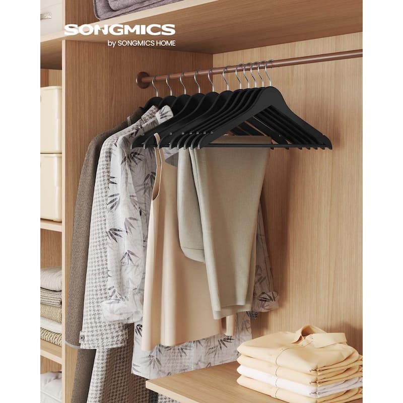 Birch Wood Hangers with Metal Hooks, Slim Design, and 360 Swivel
