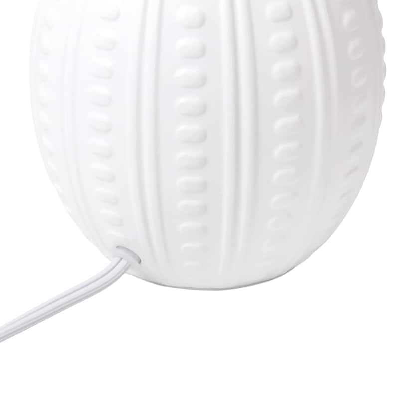 Ceramic Oval Table Lamp with Fabric Shade for Bedroom, Living Room - 6 x 6 x 13 in. (L x W x H)