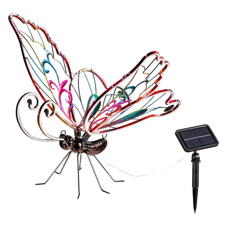 28 in. Solar Neon Metal Butterfly