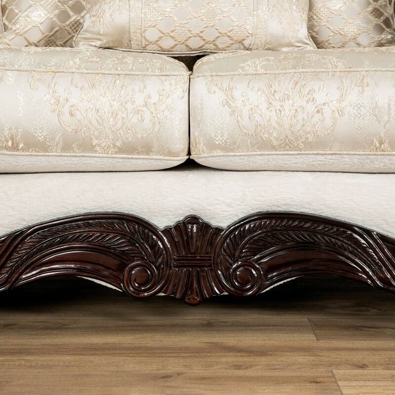 Furniture of America Omira USA Made Traditional 2-Piece Beige and Dark Cherry Sofa Set