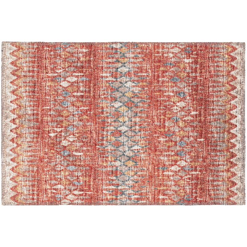 Indoor/Outdoor Rylee Boho Diamonds Washable Rug New - 1'8" x 2'6" - Spice