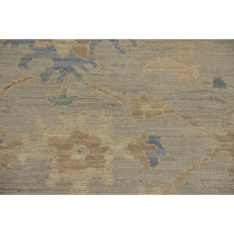 Vegetable Dye Wool Oushak Turkish Area Rug, Floral Geometric Carpet - 12' 5'' X 9' 3''