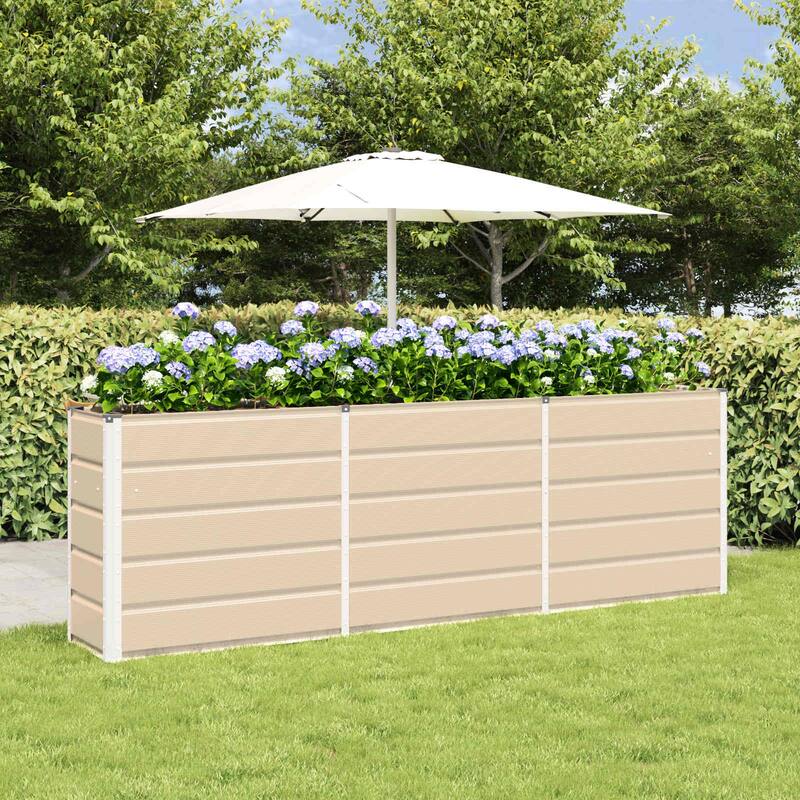 vidaXL Planter in Steel - 39.37 x 15.75 x 17.72" - Off-White - 94.49 x 15.75 x 29.53 in