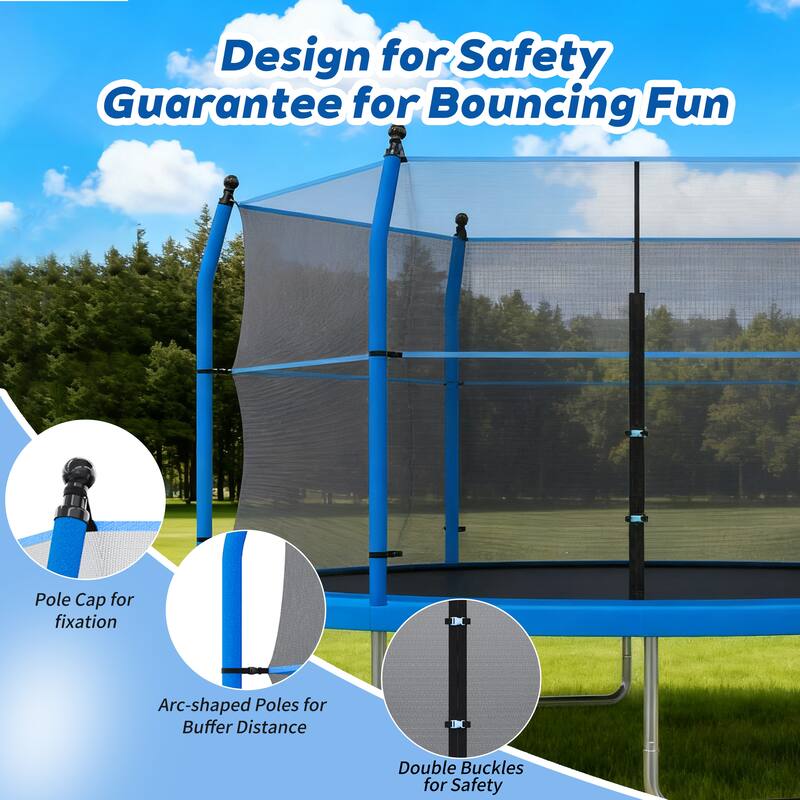 14ft Trampoline with Ladder and Enclosure Net for Kids and Adults, Heavy-duty 14' Outdoor Trampoline for Backyard
