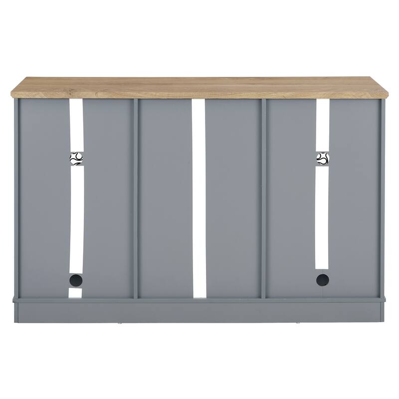 Sideboard Cabinet with Glass Doors, Kitchen Storage Cabinet with 2 Drawers, Coffee Bar Cabinet with Wine and Glass Rack