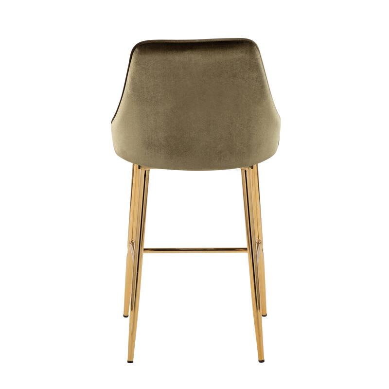 LumiSource Marcel Glam Velvet Gold Metal Counter Stools (Set of 2)