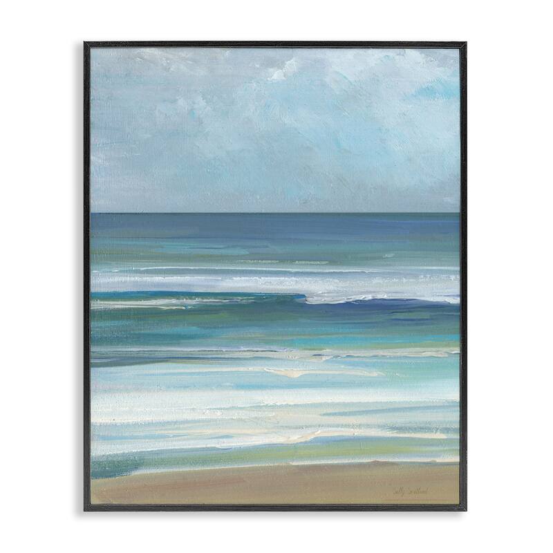 Stupell Calming Beach Wave Visage Framed Giclee Art Design By Sally Swatland - 16 x 20 - Black
