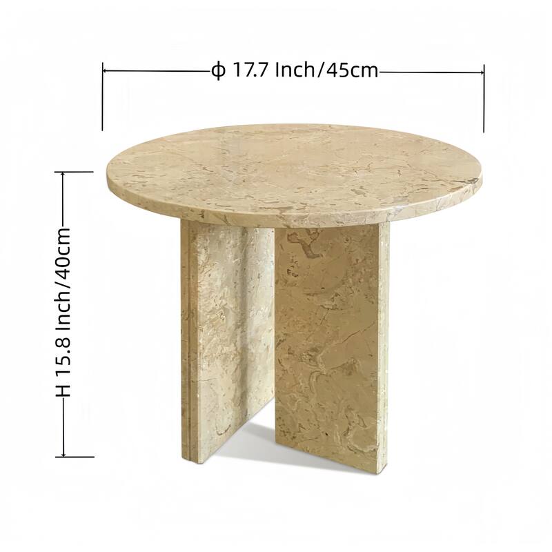 Roomfitters Round Marble Coffee Table, Natural Stone Side Table for Living Room, Solid Marble Accent Table