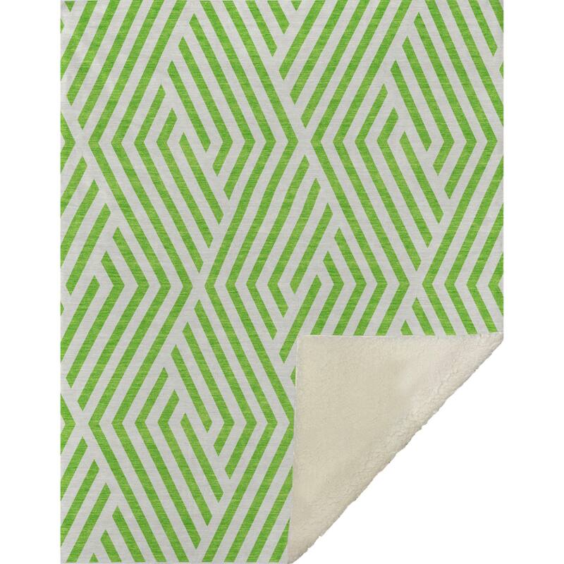 Premium Machine Washable Contemporary Geo Sherpa Throw Blanket