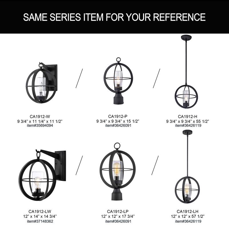 1-Light Matte Black Global Cage Outdoor Wall Sconce Lantern