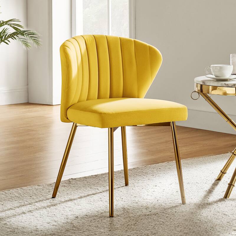 Luna Modern Glam Upholstered Tufted Back Side Accent Dining Chair with Small Base by HULALA HOME