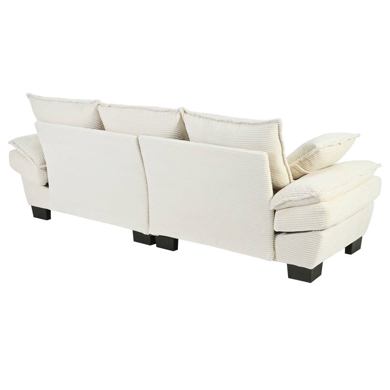 Modern Curved Corduroy Sofa with Decorative Throw Pillows, Plush, Sturdy, and Comfortable Couch for Living Room, Bedroom