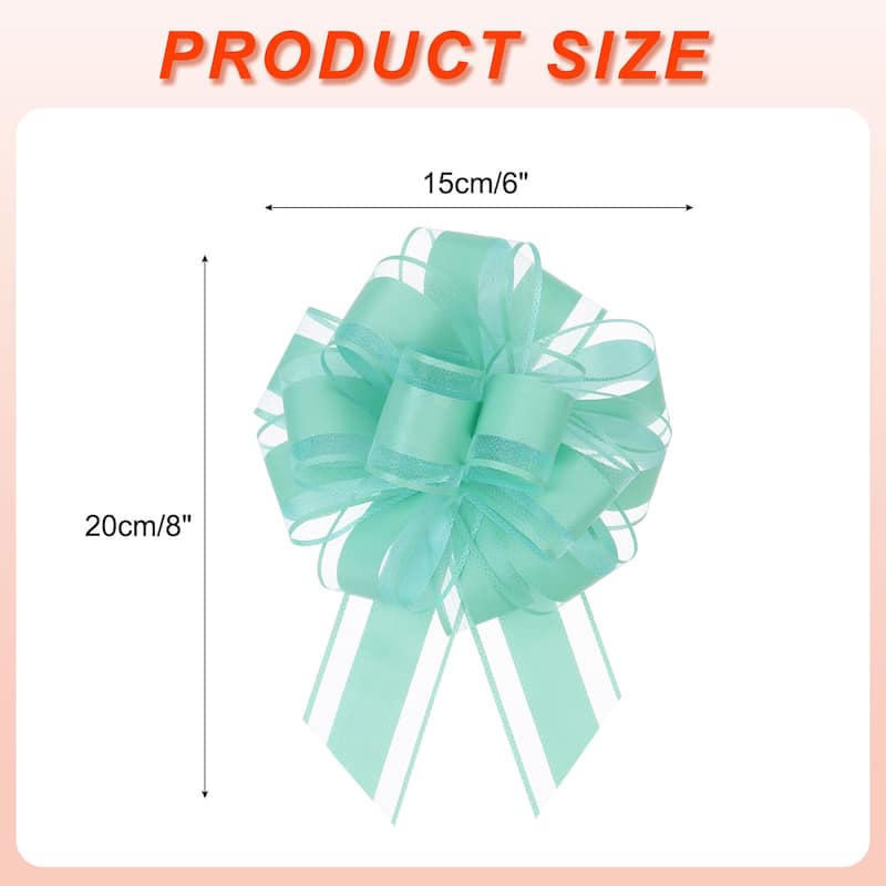 10pcs 8 Inch Large Pull Bow Organza Gift Wrapping Bows Ribbon - Blue - 6 Inch