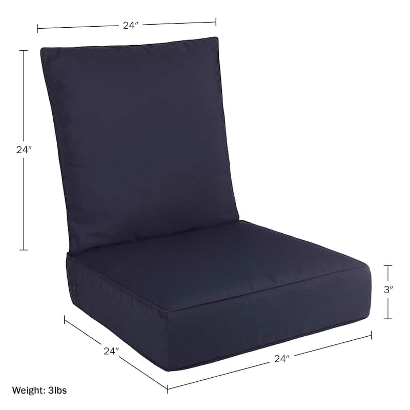 24x24 Outdoor Chair Cushions Removable Covers - Memory Foam Patio Cushions by Lavish Home