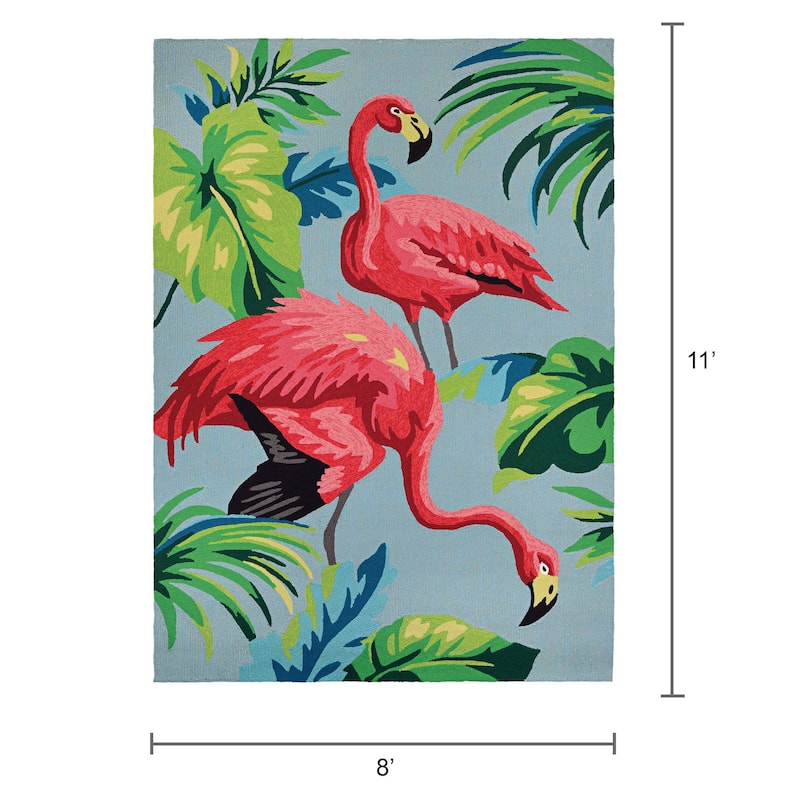 Dream Decor Rugs Miami Flamingoes Pink Blue Indoor Outdoor Area Rug