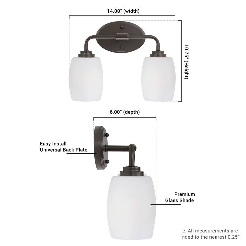 Brio Lighting Meira 2-Light Dimmable Bathroom Vanity Light