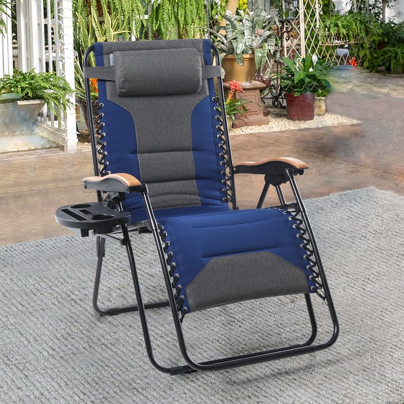 Padded Zero Gravity Chair Oversize Lounge Chair with Free Cup Holder